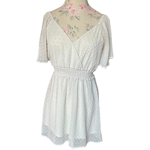 Alter’d State Mini Dot Flutter Sleeve White Dress - Picture 3 of 7